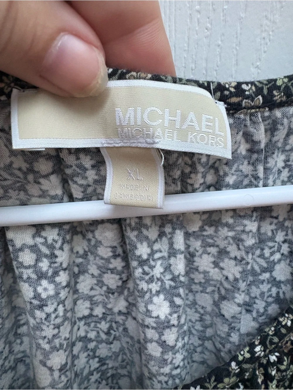 Michael Kors Black Floral Peasant Blouse with Bell Sleeves